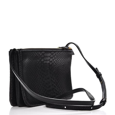 celine trio python black|CELINE Python Small Trio Crossbody Bag Black .